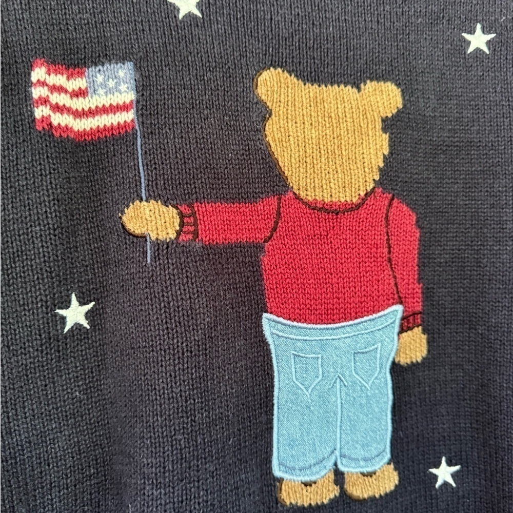 Vintage Christopher & Banks Patriot Bear Pullover Crewneck / shoulder pad / XLG - Picture 10 of 12